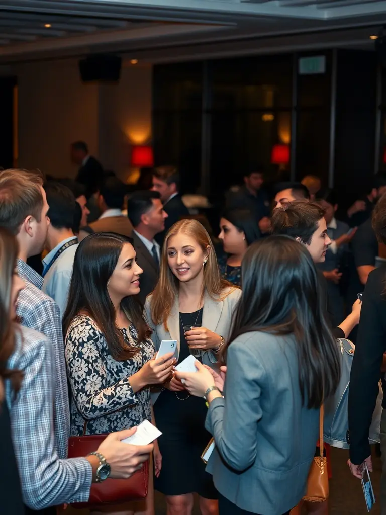 A diverse group of professionals networking at a business event in Hong Kong, representing the networking opportunities available to HKOEA Consultancy members.