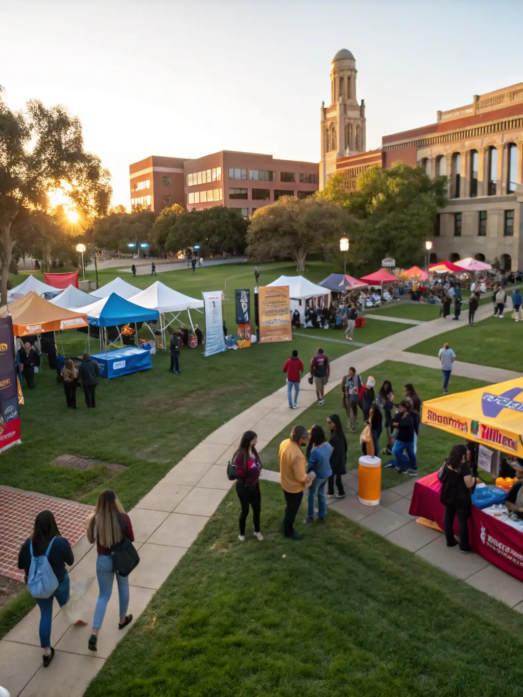 A vibrant image capturing the bustling environment of the Career Expo 2026 at Kin Sun Square, Lingnan Campus, showcasing students and recruiters interacting at various booths.
